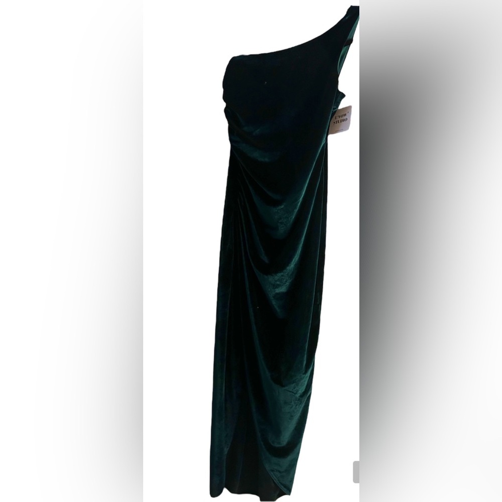 L'VOW Women's Velvet Gown One Shoulder High Side Slit Bodycon Backless Maxi NWT